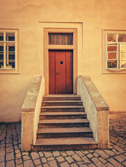 Historic wooden and metal doors with artistic details