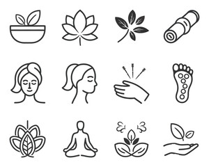 Fototapeta premium Holistic Wellness and Self-Care Icons A Collection of Symbols for Health, Beauty, and Tranquility