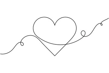 Romantic love heart shape continuous one line drawing minimalist abstract vector illustration