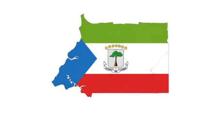 Equatorial guinea map outline with flag isolated on transparent background the national symbol of the country in a geographic shape, perfect for presentations, travel guides, and educational materials