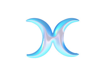 3d render of chrome k-pop shape y2k inspired