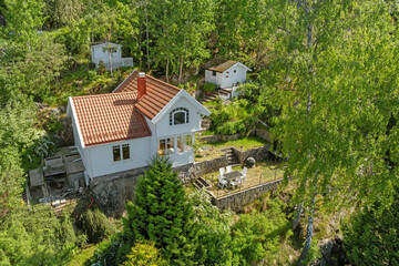 Modern villa exterior in minimal scandinavian style, 3d rendering