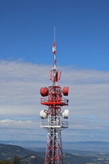 Antenna tower for communication, telecommunication mast, signal transmission, technology infrastructure