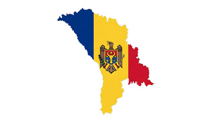 Moldova map with flag isolated on transparent background the national flag of moldova is placed within the borders of the country symbol of patriotism and freedom vector illustration