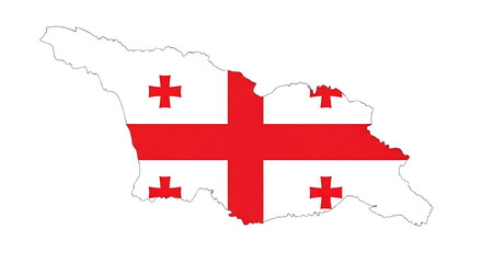 Georgia map with flag isolated on transparent background the national flag of georgia is placed within the borders of the country symbol of patriotism and freedom vector illustration