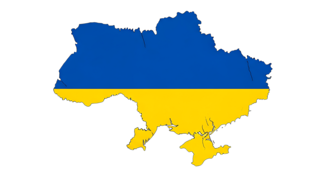 Ukraine map outline with flag isolated on transparent background the national flag of ukraine is depicted within the countrys borders, representing its sovereignty and territorial integrity the blue a