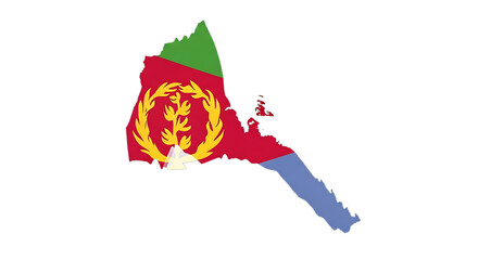 Map of eritrea filled with the eritrean flag, showcasing the countrys shape and national symbol, isolated on transparent background a patriotic representation of eritrean geography and identity