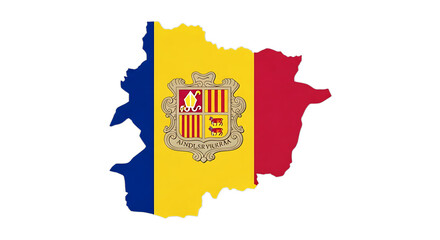 Andorra map outline with flag isolated on transparent background the map of andorra is filled with the andorran flag vector illustration of the countrys map with its flag inside