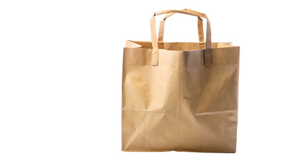 Brown paper bag isolated on transparent background, versatile for shopping, carrying groceries, and promoting ecofriendly packaging options