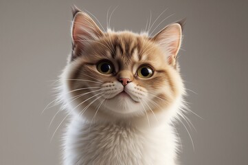 Fototapeta premium Adorable white and brown feline with playful facial expressions, perfect for web design and pet-related content.