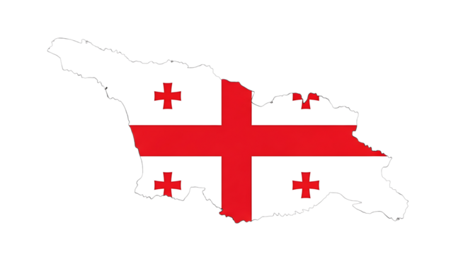 Georgia map outline with flag isolated on transparent background the map is in the shape of the country and is filled with the colors of the national flag a creative and unique design element for vari - Powered by Adobe