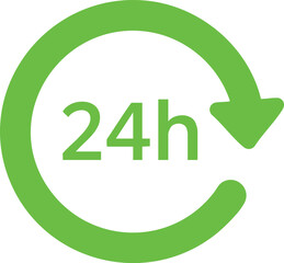 Vector art of green 24h circular arrow icon