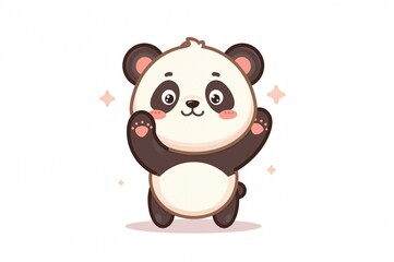 Fototapeta premium Adorable cartoon panda performing dab dance, animal and nature symbol in a premium flat design