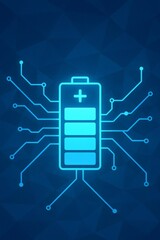 Battery icon connecting to circuit board grid
