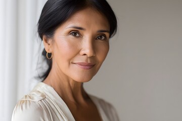 Fototapeta premium Mature Latina woman displaying confidence and natural beauty Generative AI