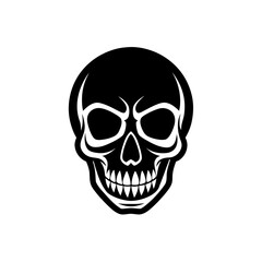 Fototapeta premium Illustration of a black skull on transparent background silhouette