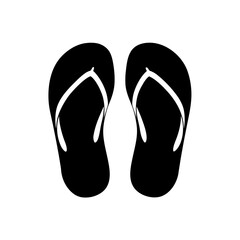 Two black flip flops isolated on transparent background silhouette