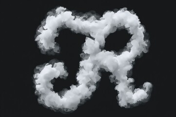 Letter R designed as a cloud icon on a dark backdrop, ideal for mask or blending effects