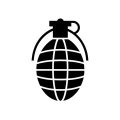 Silhouette of a hand grenade on transparent background