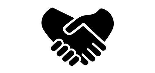 Obraz premium a black and white icon of two hands shakingblack, design, flat, hand, handshake, icon, illustration, shake, style, symbol, vector icon 