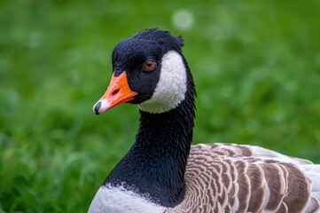 Obraz premium Detailed close-up of a magpie goose's face