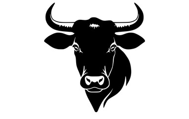 a black and white silhouette of a bull head with hornsanimal, black, buffalo, bull, cattle, cow, head, illustration, image, profile, trumpet 