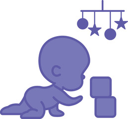 Colored Baby Icon. Vector Illustration. Young Child Playing with Toys. Family and Children Concept
