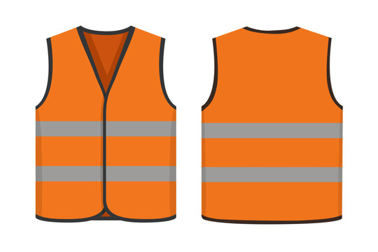 High Visibility Orange Safety Vest with Reflective Stripes for Work Protection and Road Safety. 