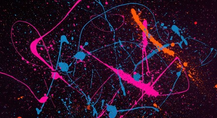 Colorful abstract paint splashes and drips