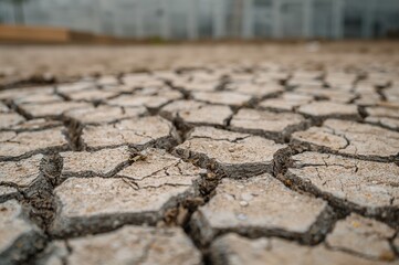 Obraz premium Dry season soil with cracks and mud