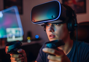 Young Gamer Experiencing Virtual Reality