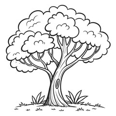 Lush leafy tree with textured bark nature foliage