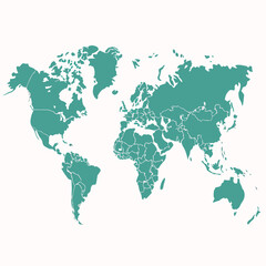 Teal world map continents geography international