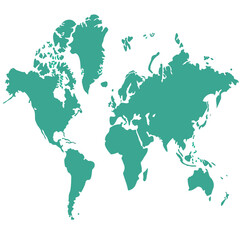 Teal world map continents geography