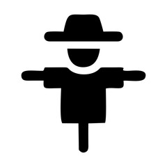 Simple Scarecrow Silhouette Icon for Agricultural and Seasonal Themes