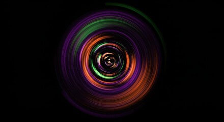 Abstract swirling vortex of purple, green, and orange colors