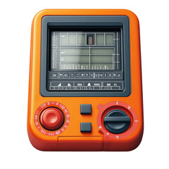 Fototapeta premium Orange handheld device with screen and control knobs