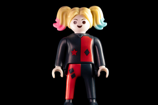 Kinder Surprise DC Harley Quinn on a black background