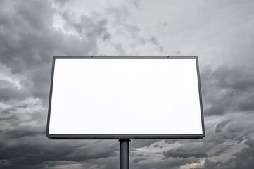 Fototapeta premium Overcast sky backdrop featuring an empty billboard with a clipping path