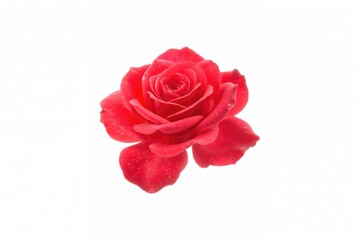 Fototapeta premium Vibrant crimson rose set against a plain white backdrop