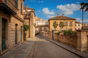 Fototapeta premium Abandoned roads lined with old buildings in a dry landscape