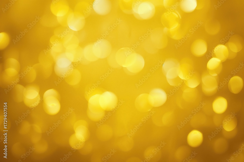 Wall mural golden bokeh lights on a soft yellow background, creating a glittery abstract texture