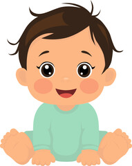 Vector isolated illustration of a baby sitting on his bottom.