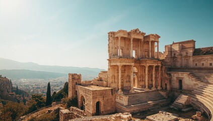 Fototapeta premium Ancient Roman Library Ruins