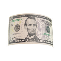 3D Asset - Five US Dollar Banknote with Isolated Background