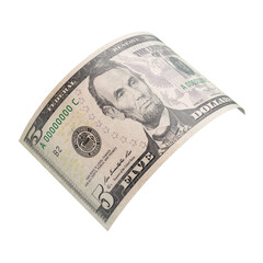 3D Asset - Five US Dollar Banknote with Isolated Background