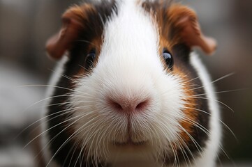 Detailed view of a black and white pet rodent with whiskers