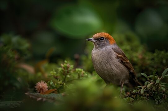 Bird with a Chestnut-Colored Head in the Tesia Family
