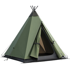Green canvas teepee tent for camping and outdoor events