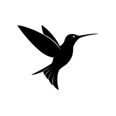 Obraz premium Silhouette of hummingbird flying up on transparent background